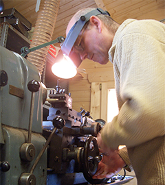 Martin Doyle at work on the lathe