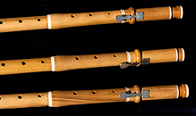 Three Martin Doyle Baroque flutes made from Boxwood